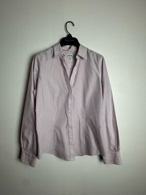 women’s Brooks Brothers 10 Petite Pink Stripe Button-Down Shirt